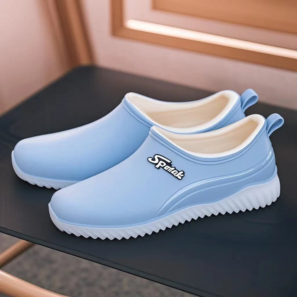 Women's Waterproof Plush Rain Shoes – Slip-On Galoshes Women's Rain Boots Axl 41 sky blue velvet