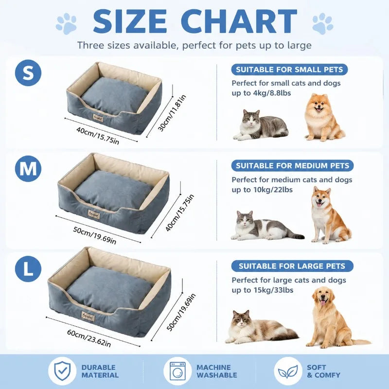 KEMORELA Four Season Cat & Dog Bed – Washable Anti-Slip Sofa Pet Sofa Bed Axl