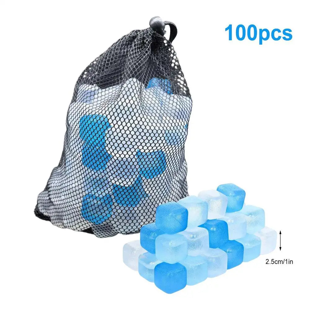 100 Reusable Ice Cubes – Slow-Melt PE Cooling Blocks Set Reusable Ice Cubes Axl 1bag
