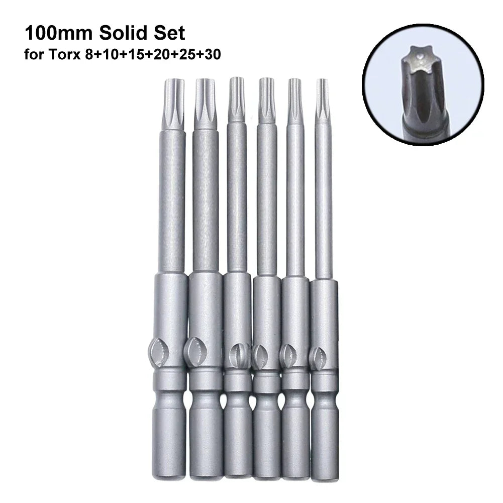 Torx Screwdriver Bit Set T5–T30 | 6mm Round Shank 6 & 11 Pc Screwdriver Bit Set Axl 100mm Solid Set China Mainland