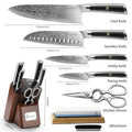 Sunnecko 7-Pc Damascus Chef Knife Set | VG10 Steel HRC60+ Damascus Knife Set Axl 7PCS Block Set China Mainland
