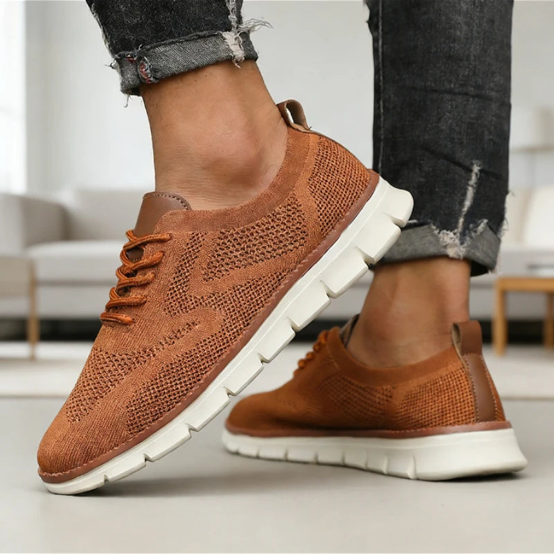 ZULIWAGN Men's Lightweight Breathable Knit Mesh Sneakers Men's Casual Sneakers Axl Brown 39