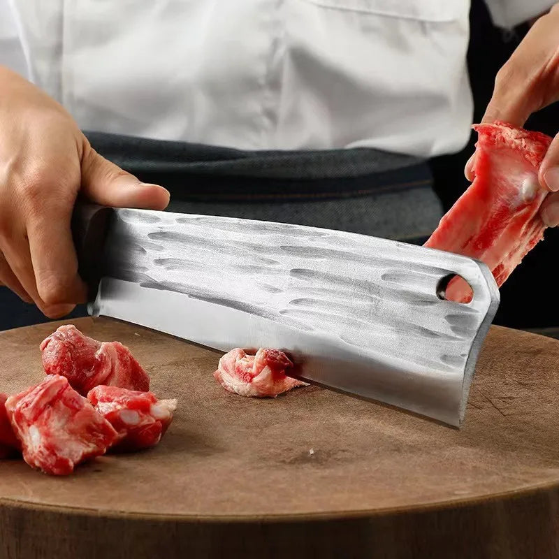 InLeung Hand Forged Chef Cleaver Knife – Wood Handle, Steel Chef Cleaver Knife Axl