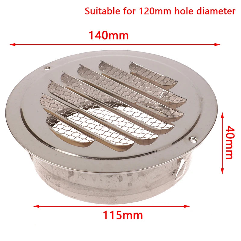 Round Stainless Steel Air Vent Grille | 70–150MM Wall Duct Cover Vent Grille Cover Axl 120MM