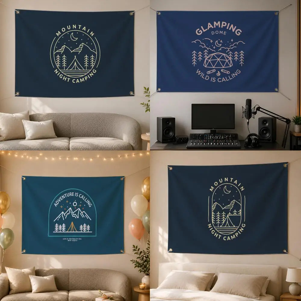 Camping Outdoor Logo Flag Banner – Wall Decor Indoor & Outdoor Wall Flag Banner Axl