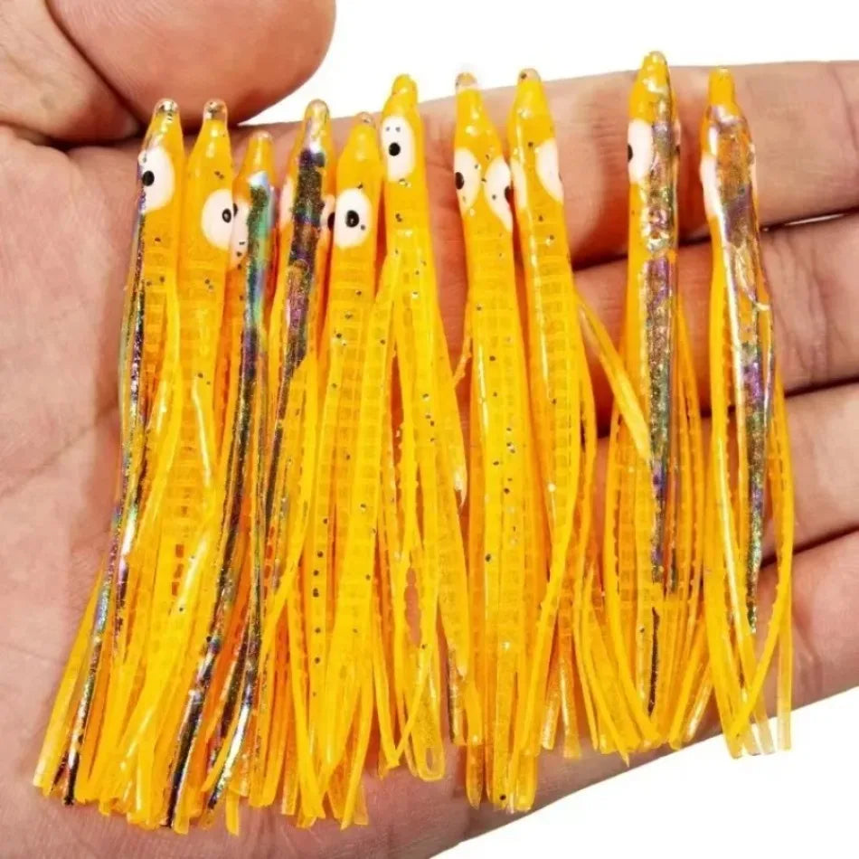 10-Pack Luminous Squid Skirt Fishing Lures | Soft Rubber Bait Fishing Lures Axl