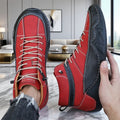 Men's Two-Tone High Top Leather Casual Sneakers | Color Block Men's Casual Sneakers Axl Red 39