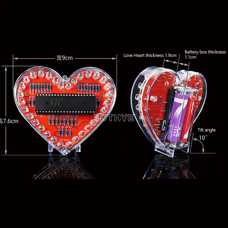 RGB LED Heart DIY Soldering Kit – 32 LED Flow Light Project DIY Electronics Kit Axl