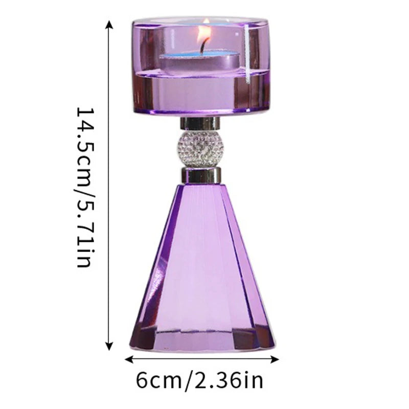 Crystal Glass Candle Holder – Luxury Elegant Candlestick Crystal Candle Holder Axl Purple-14.5CM