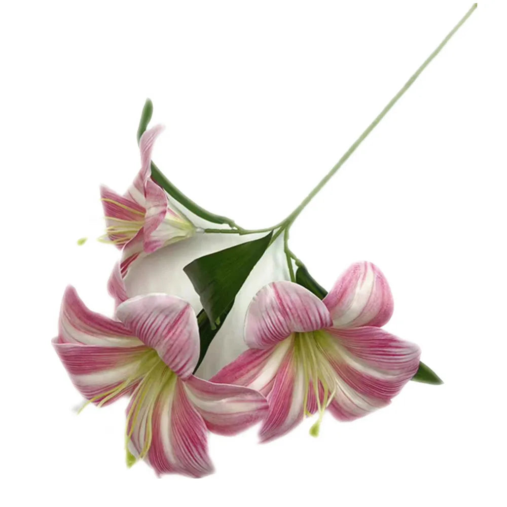 6-Pack Real Touch Artificial Day Lily Flower Stems – 3 Heads Artificial Flower Stems Axl Pink