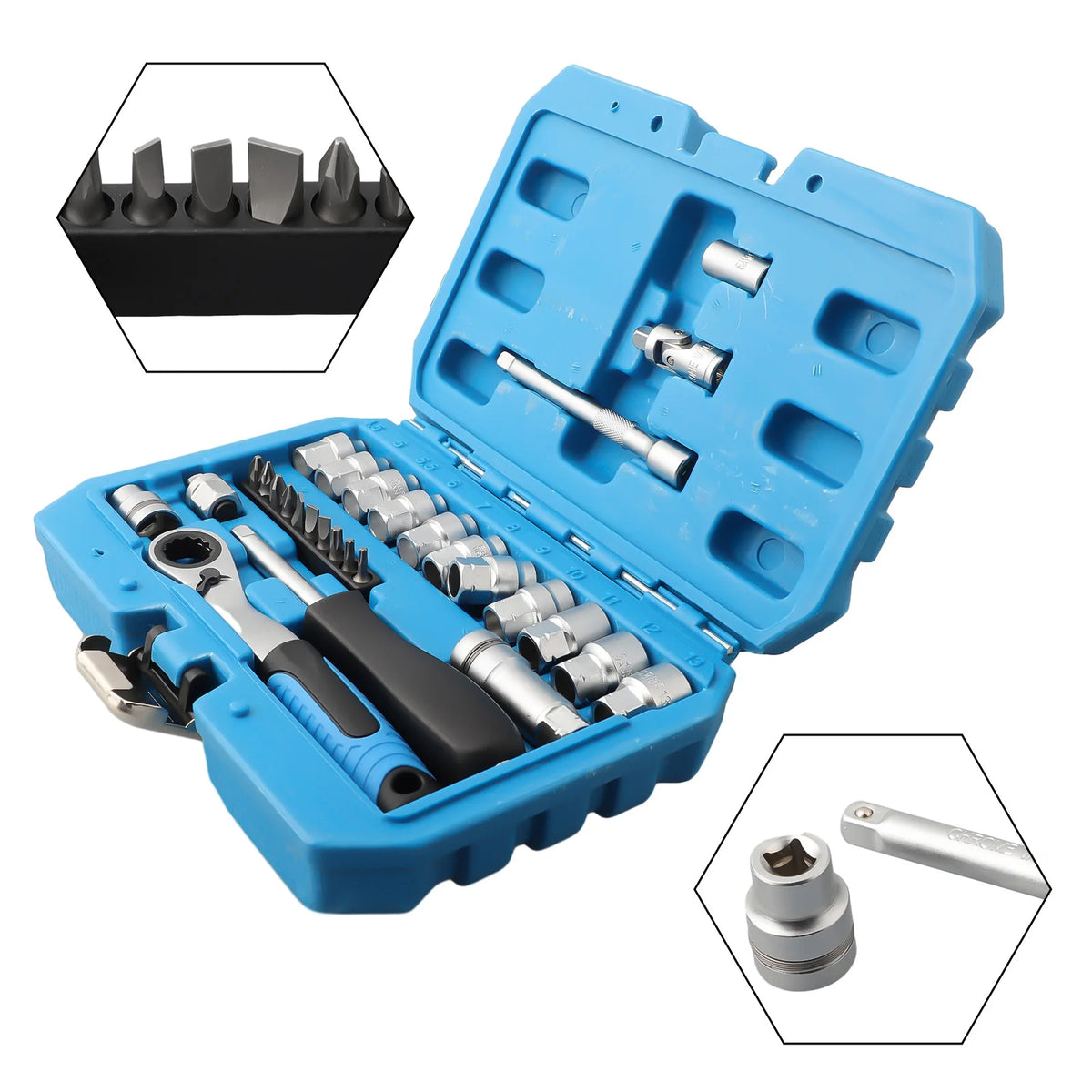 29-Piece Ratchet Socket Wrench Kit – Chrome Vanadium Car Tools Ratchet Socket Set Axl China Mainland