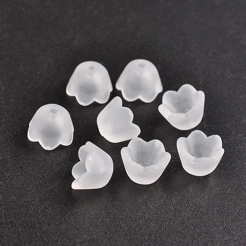200pcs Transparent Acrylic Flower Beads for DIY Jewelry Making Jewelry Making Beads Axl