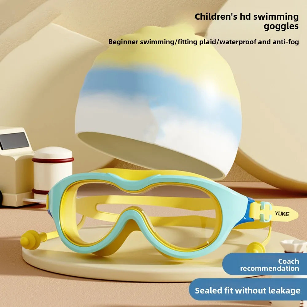 Wide View Anti-Fog Swim Goggles with Ear Plugs – Youth & Adult Swim Goggles Set Axl