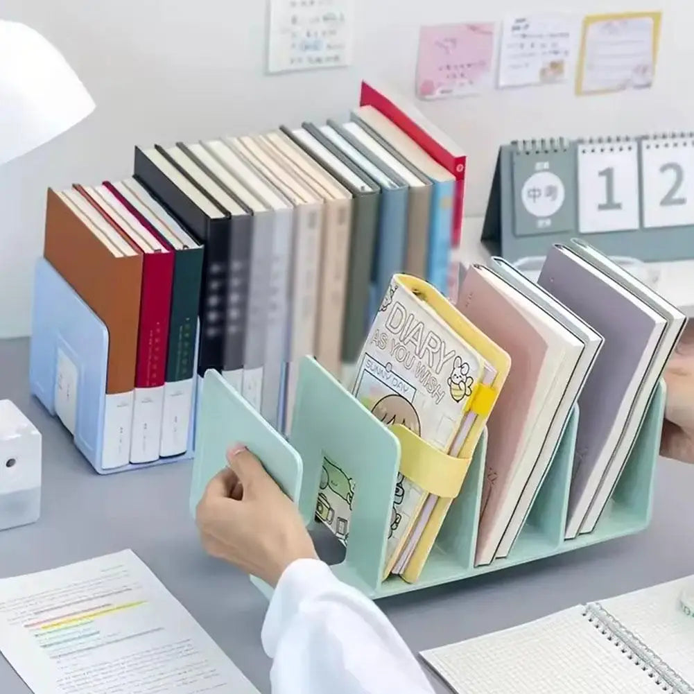 L-Type Plastic Bookend & 4-Shelf Desktop File Organizer Desktop Book Organizer Axl