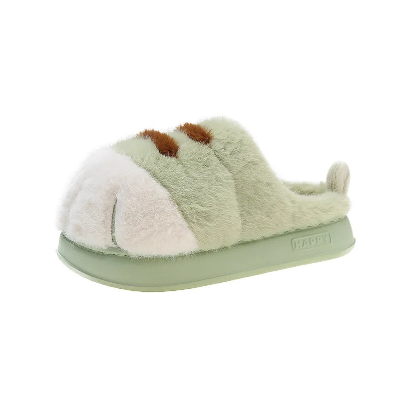Lorilury Cat Paw Slippers – Fluffy Faux Fur Women's Slides Faux Fur Slippers Axl Green slipper 44-45