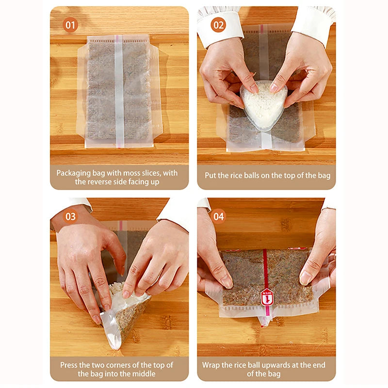 Disposable Triangle Onigiri Bags – Rice Ball Wrap 10/50/100 Pcs Food Packaging Bags Axl
