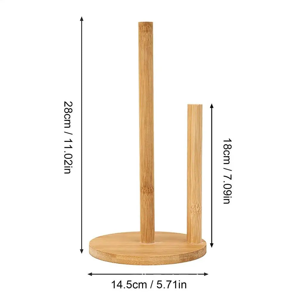 Bamboo Paper Towel Holder Stand – Rustic Kitchen Countertop Paper Towel Holder Axl Double root
