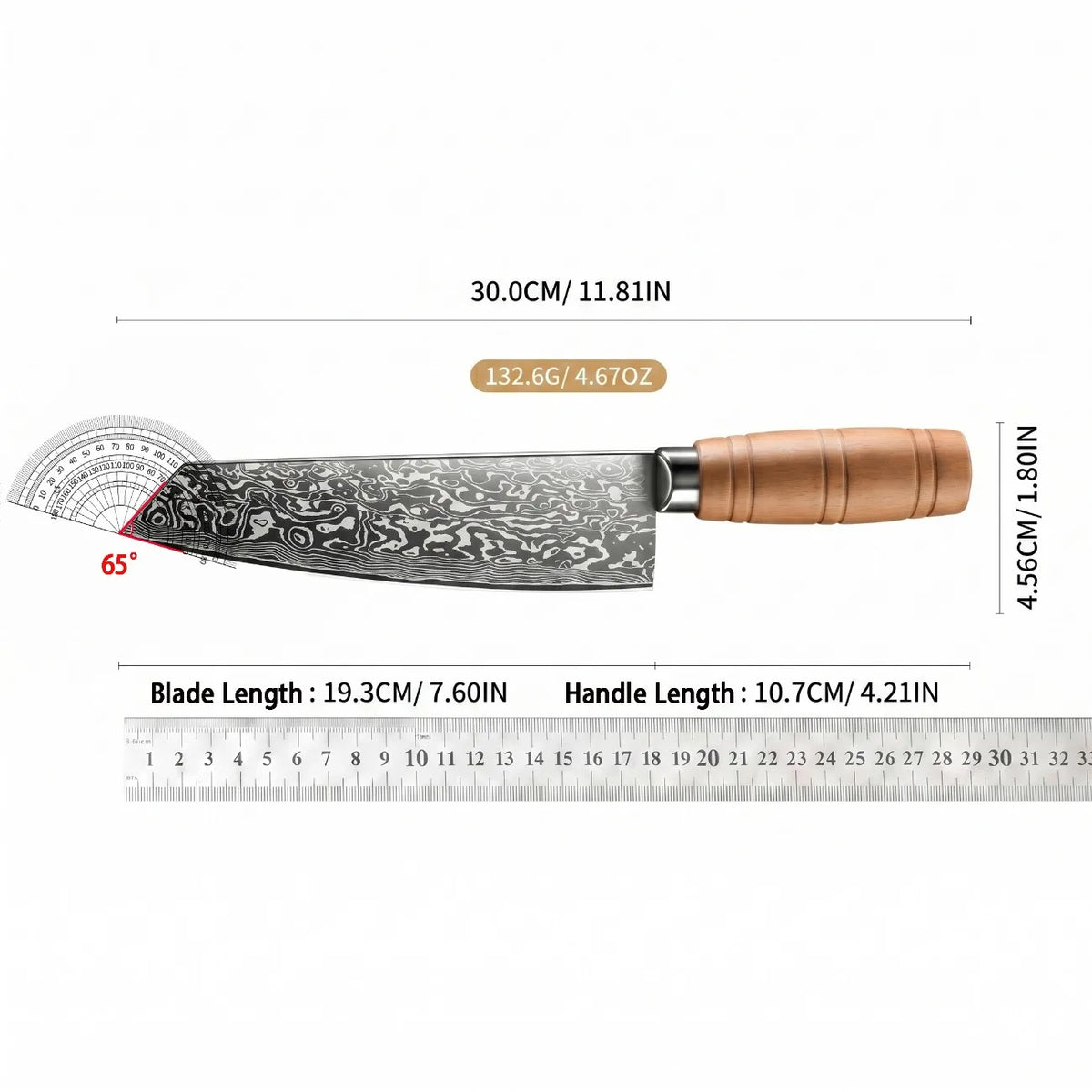 Damascus Chef Knife – 67-Layer 40CR13 Steel & Oak Handle Damascus Chef Knife Axl