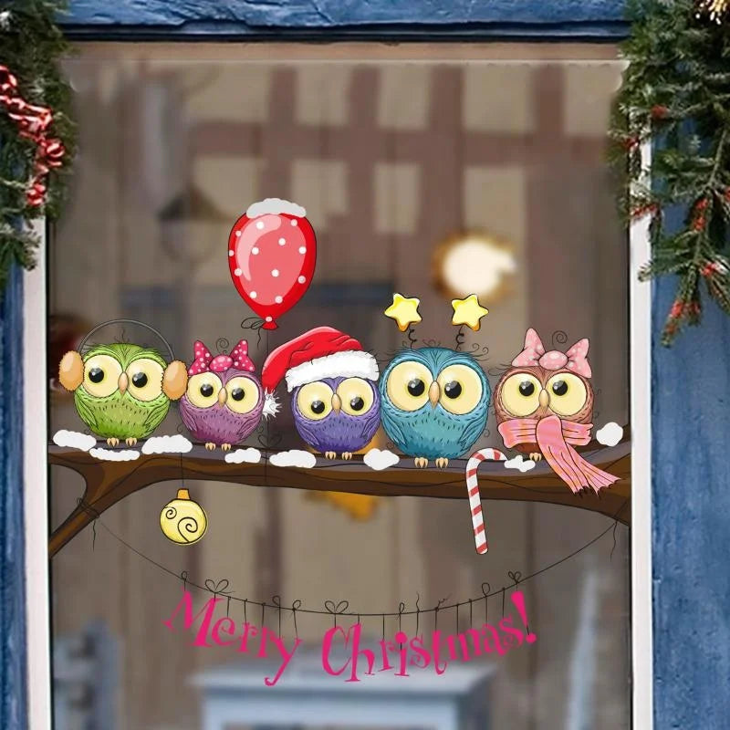 Branch Owl Snowflake Christmas Wall & Window Stickers Decal Wall Sticker Decal Axl Beige