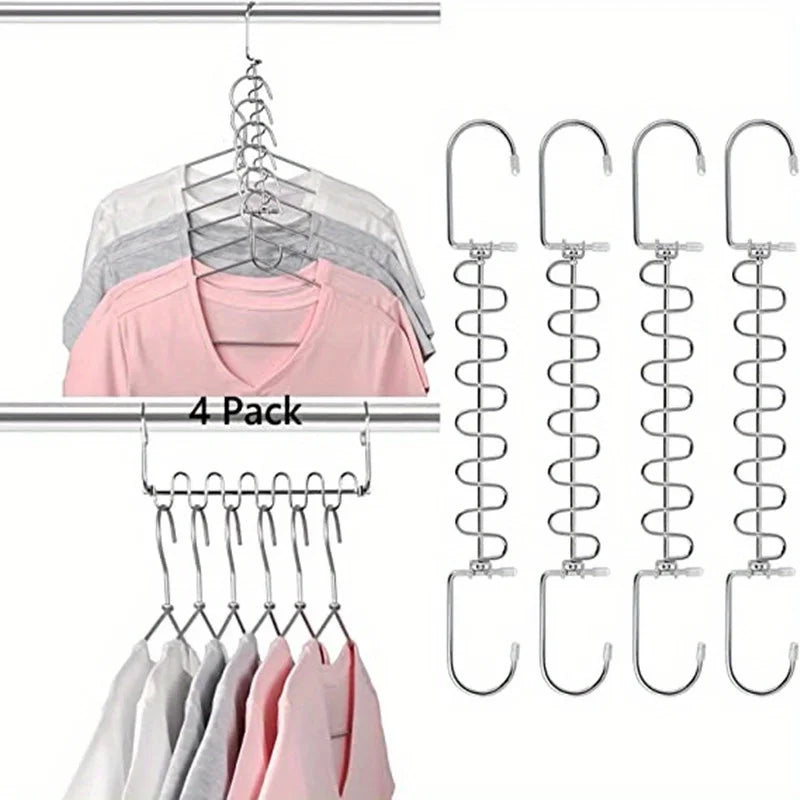 Stainless Steel Cascading Hangers 12-Slot Closet Space Saver Cascading Closet Hangers Axl 4pcs