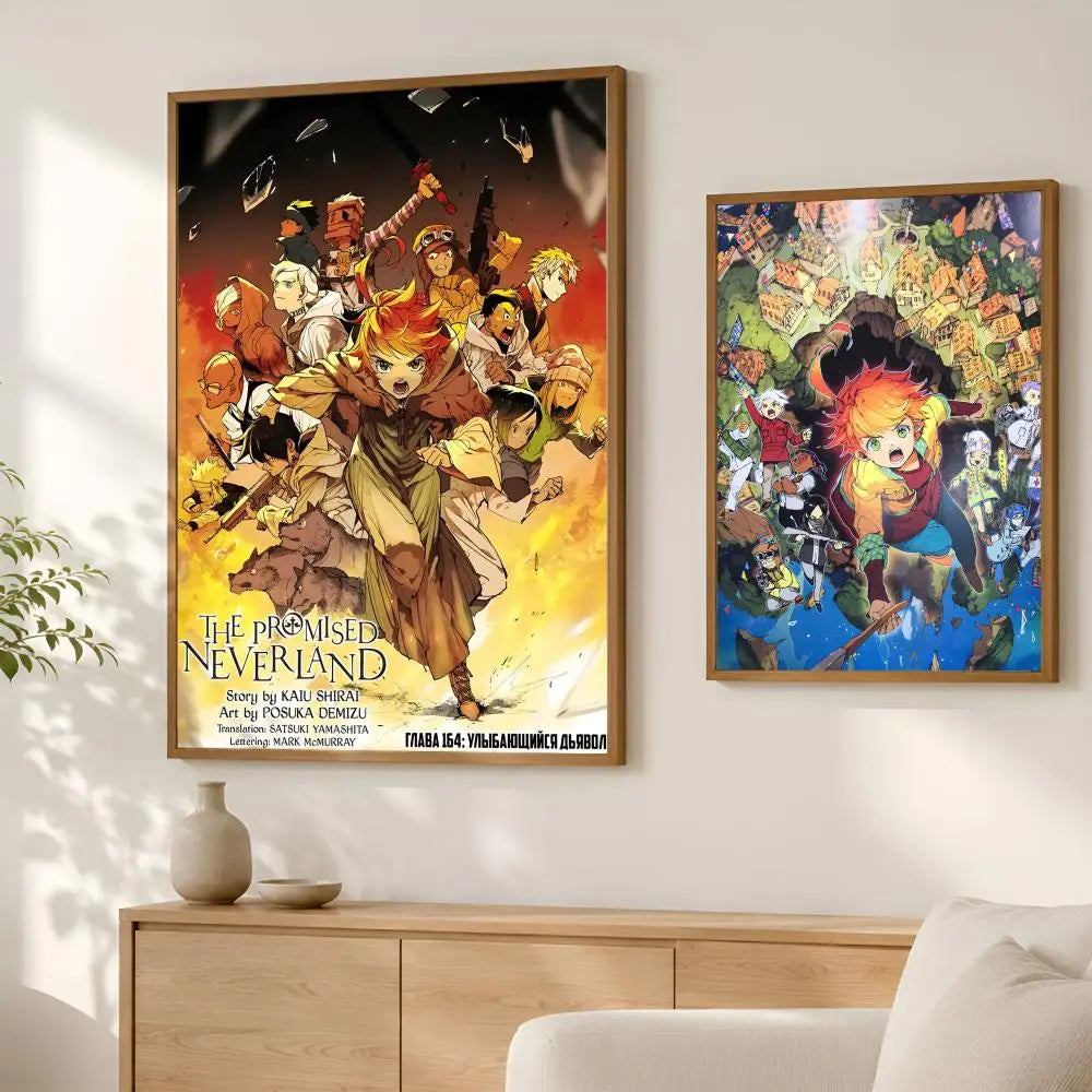 The Promised Neverland Anime Poster – HD Self-Stick PVC Wall Art Anime Wall Poster Axl