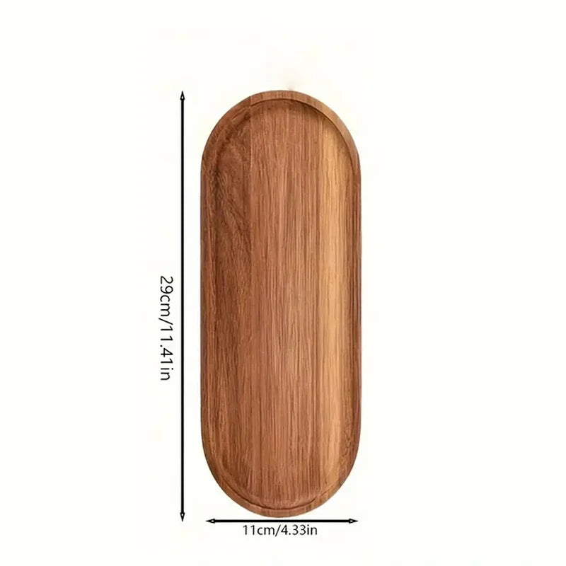Solid Wood Fruit & Snack Serving Tray – Multi-Size Wooden Plate Wooden Serving Tray Axl Random wood grain B