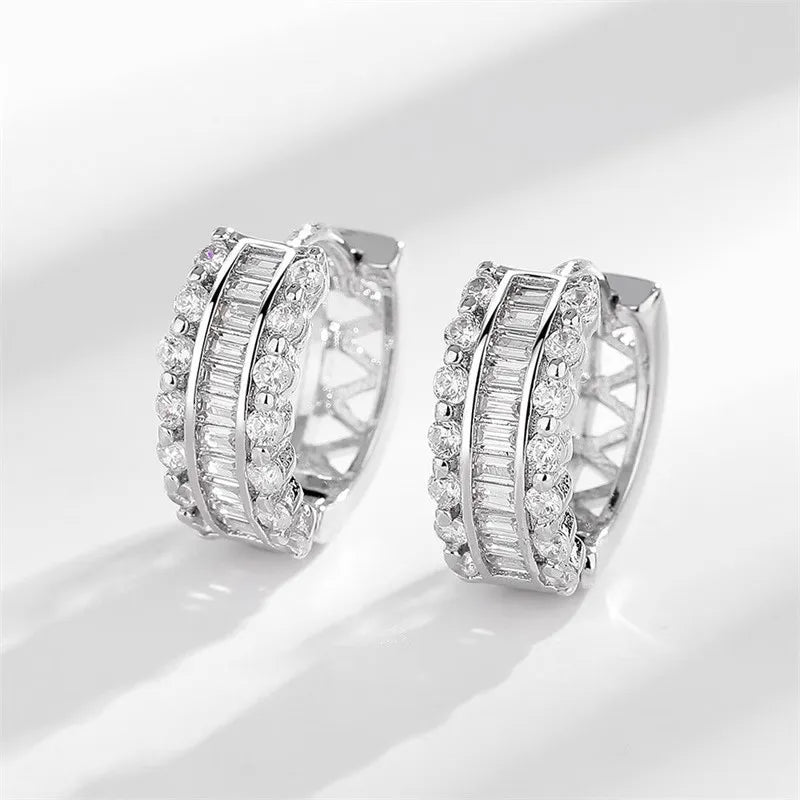 Huitan Dainty CZ Hoop Earrings – Cubic Zirconia Women's Jewelry Hoop Earrings Axl