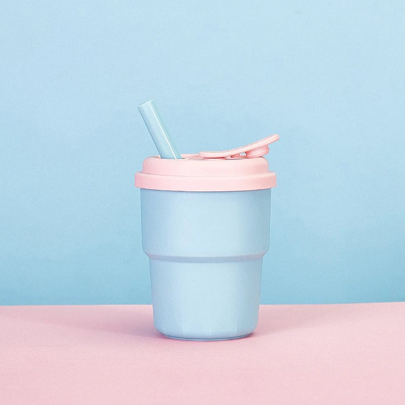 400ml Silicone Travel Mug with Lid & Straw | Leak-Proof Cup Silicone Travel Mug Axl Blue