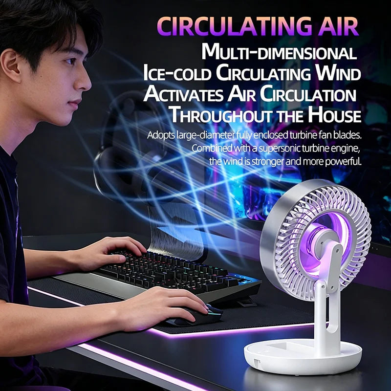 Foldable USB Rechargeable Desk Fan with LED Night Light Foldable Desk Fan Axl