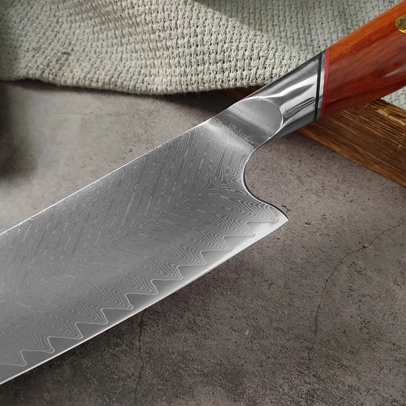InLeung Damascus Chef Knife – Wood Handle Kitchen Slicer Damascus Chef Knife Axl