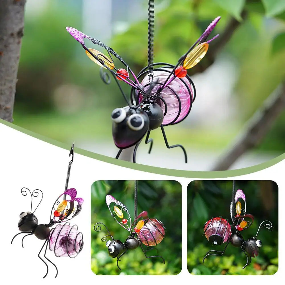 Solar Iron Insect Statue LED Fairy Light Outdoor Garden Decor Solar Garden Ornament Axl