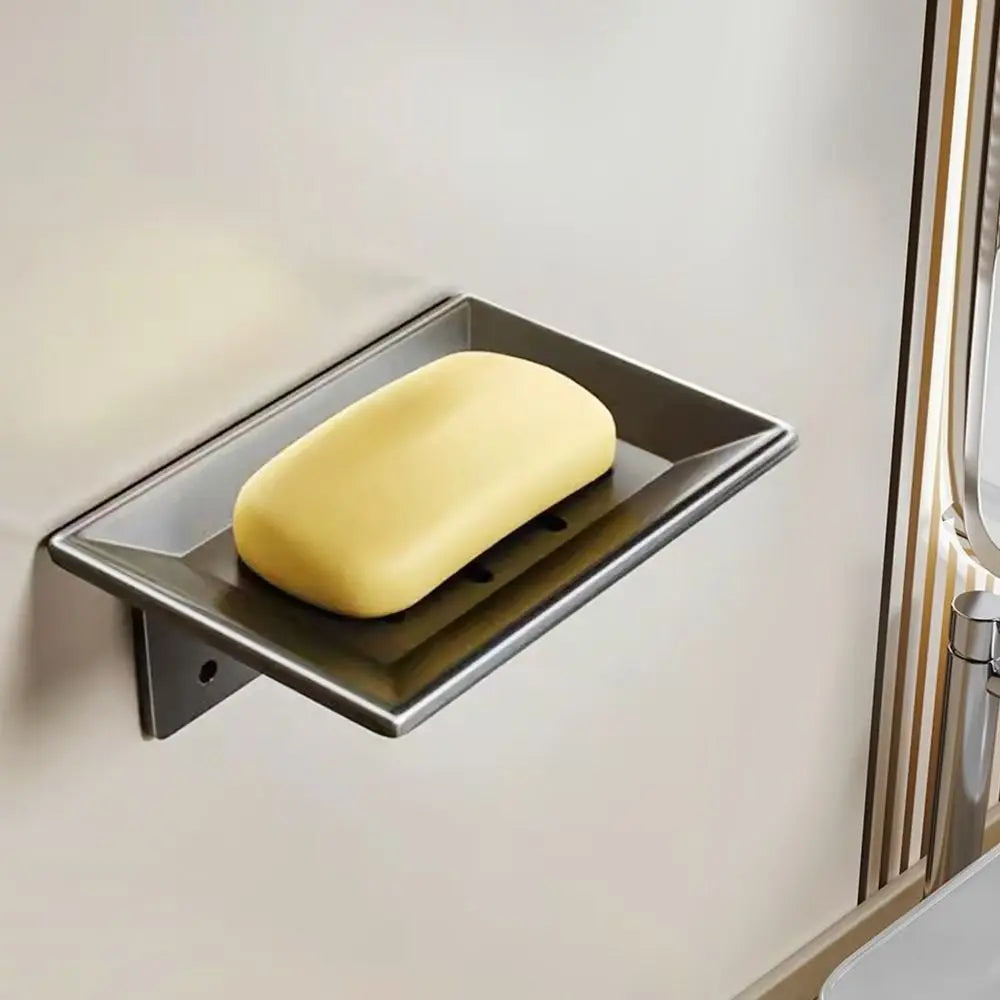 No-Drill Wall Mounted Soap Dish – Space Aluminum Organizer Soap Dish Holder Axl black