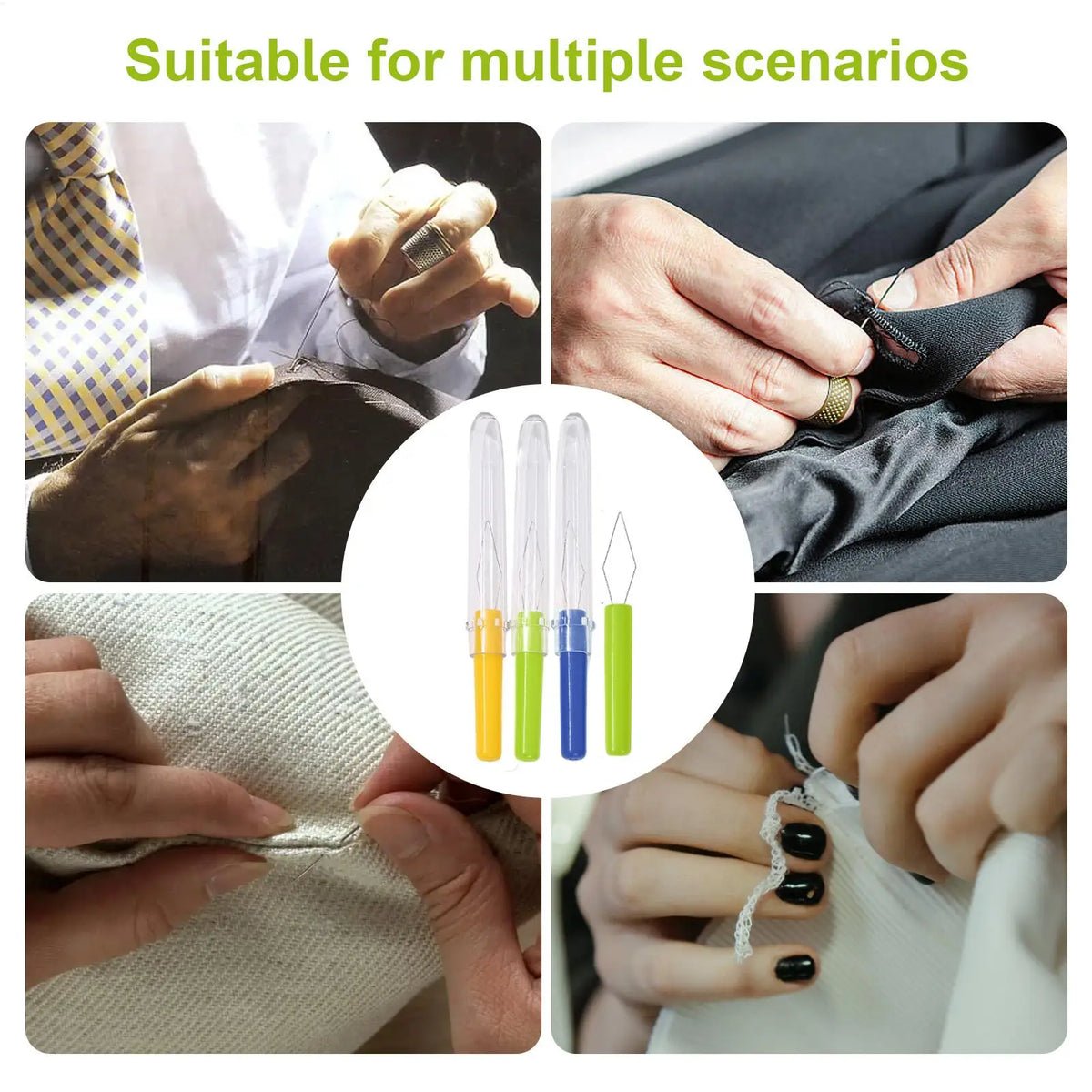 3-Pack Automatic Needle Threader with Cover | Sewing Tool Set Needle Threader Set Axl