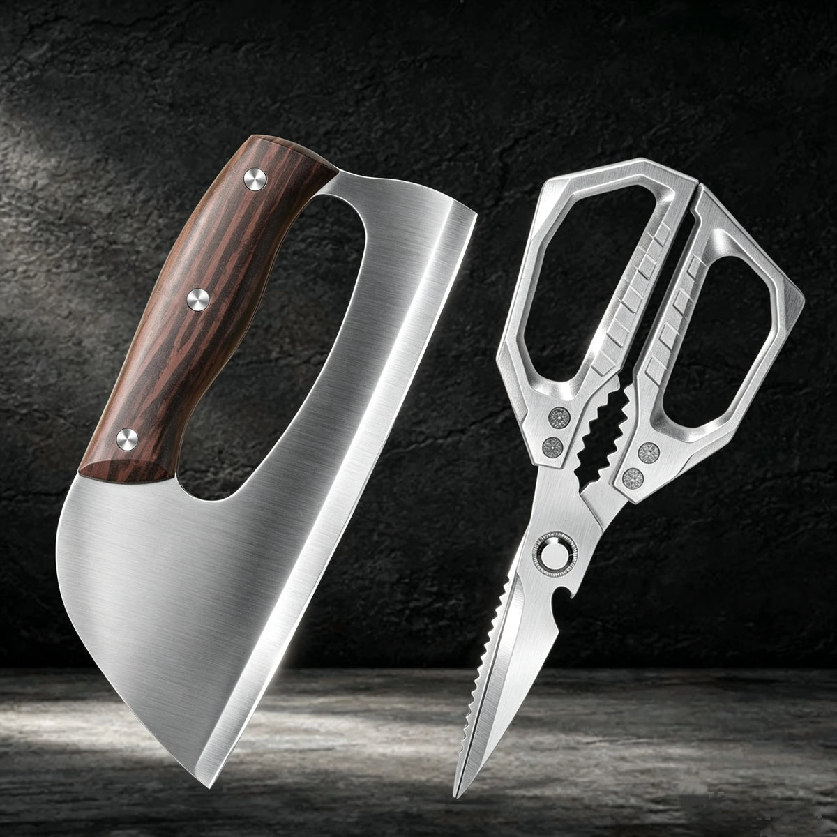 SHENJIU Stainless Steel Meat Cleaver Kitchen Knife Meat Cleaver Knife Axl 2pcs AC
