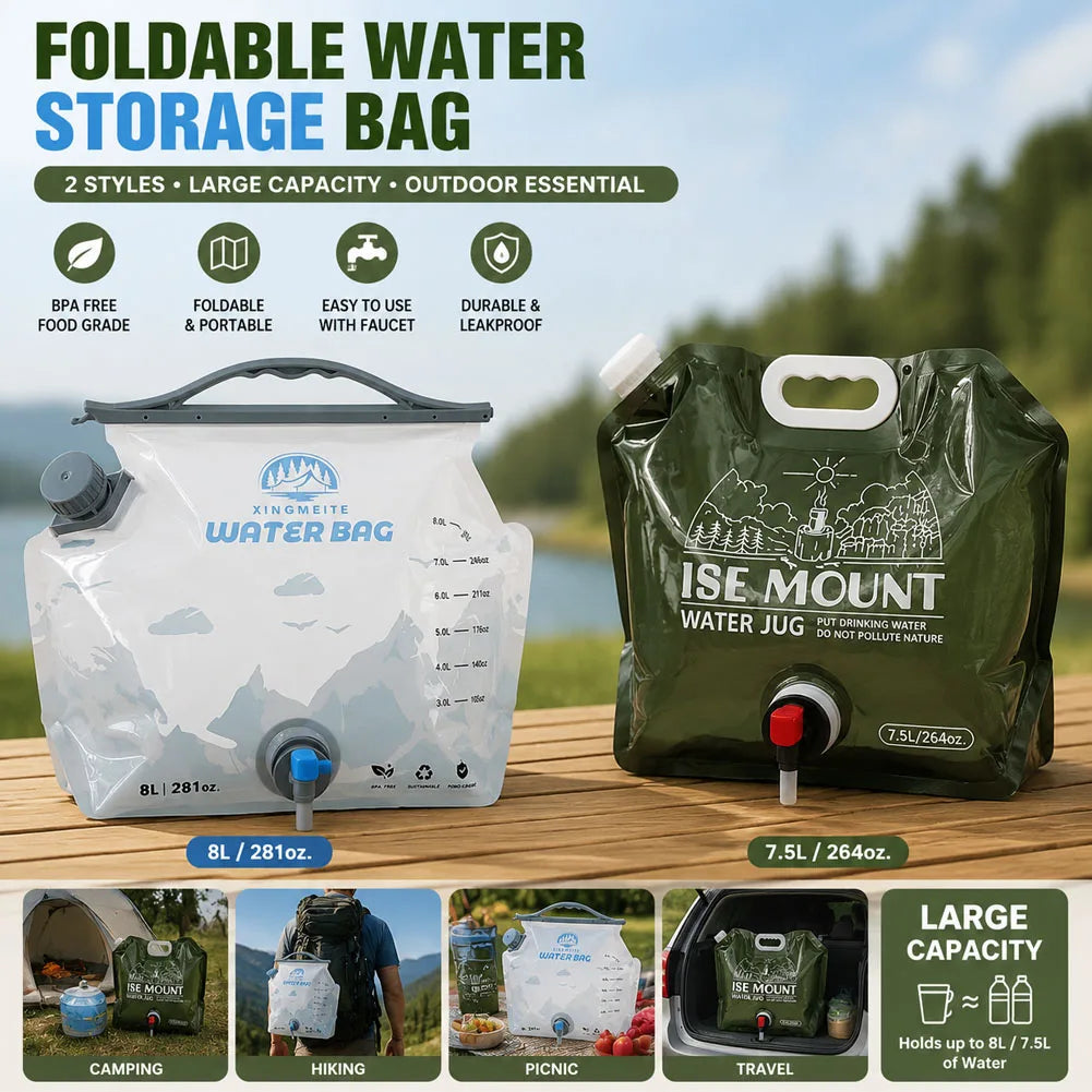 8L Collapsible Water Container with Spigot for Camping & Hiking Collapsible Water Container Axl