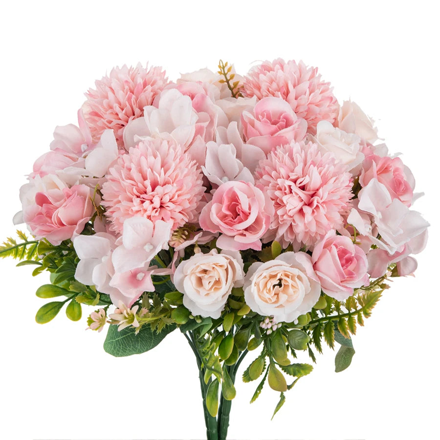 Silk Rose & Chrysanthemum Artificial Bouquet | Wedding Home Decor Artificial Silk Bouquet Axl