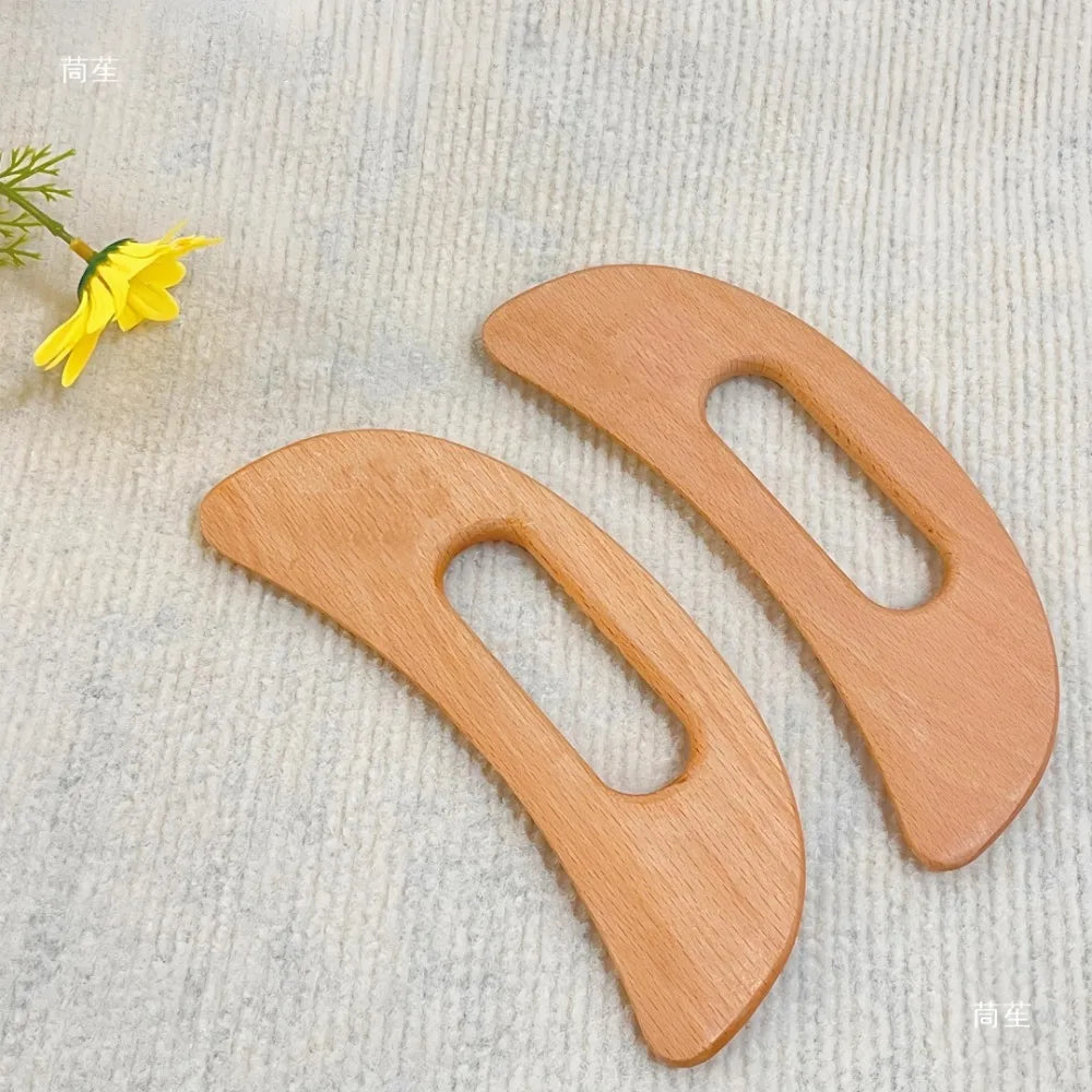 Moon Shape Wooden Gua Sha Board – Beechwood Body Massager Gua Sha Massager Axl