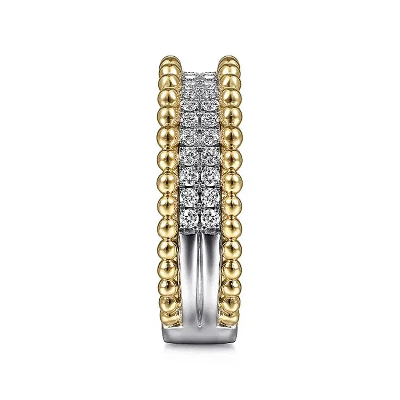 Huitan Two-Tone CZ Women's Ring – Trendy Engagement Band Fashion Ring Axl