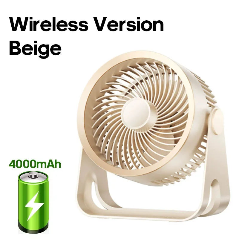 Wireless Portable Electric Fan – Desktop, Wall & Ceiling Use Portable Electric Fan Axl 4000mAh Beige