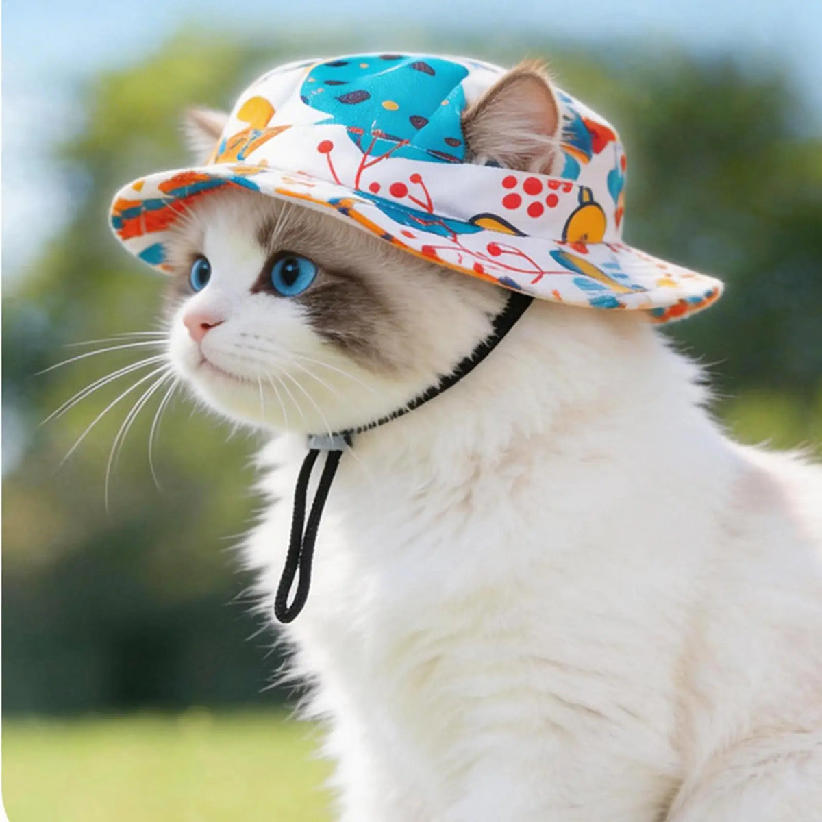 Pet Sun Hat with Ear Holes – Cat & Dog Round Brim Summer Cap Pet Sun Hat Axl