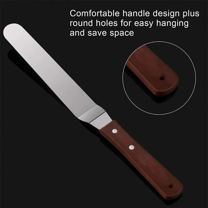 Cake Icing Spatula Set – 5 Sizes Stainless Steel Wood Handle Cake Icing Spatula Axl