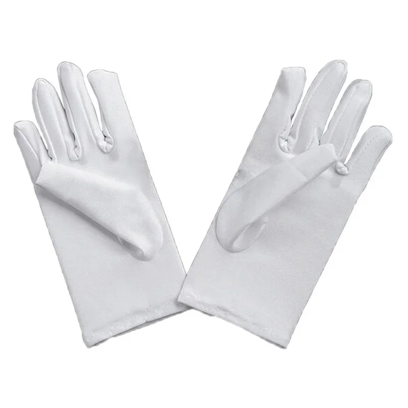 White Satin Kids Gloves – Flower Girl Wedding & Party Gloves Kids Formal Gloves Axl