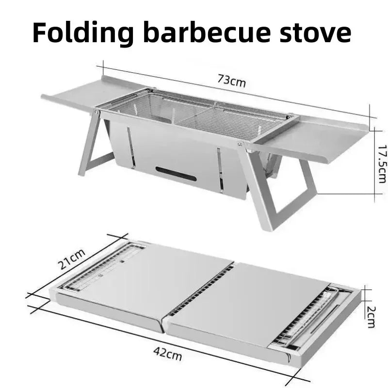 Folding Stainless Steel Charcoal BBQ Grill – Portable Outdoor Folding Charcoal Grill Axl