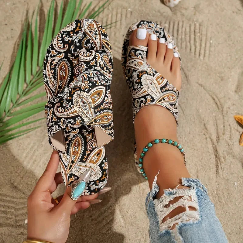 Women's Bohemian Flower Flip Flop Slides – Sizes EU 34–50 Women's Flip Flop Sandals Axl