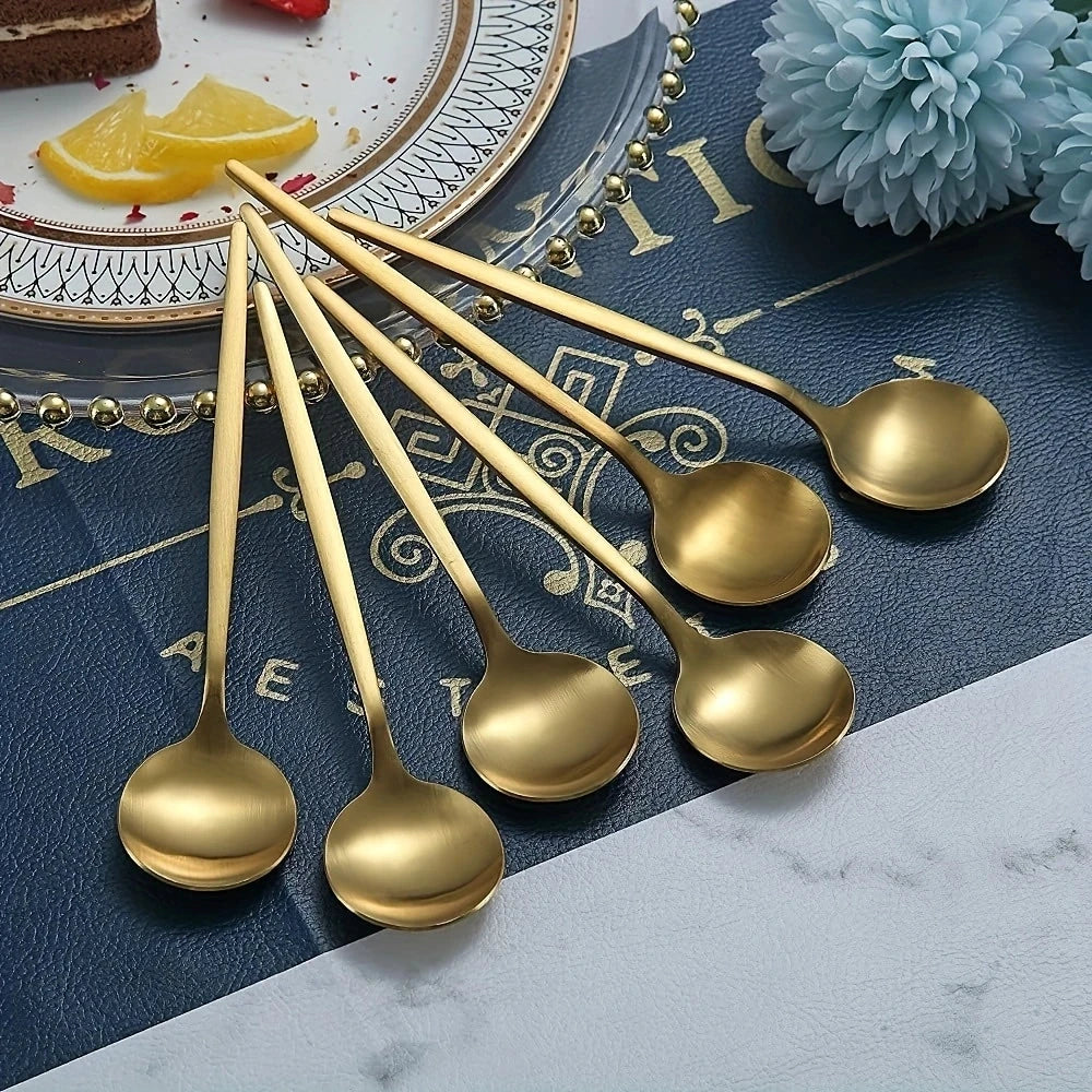 4-Piece Gold Stainless Steel Coffee & Dessert Spoon Set Dessert Spoon Set Axl