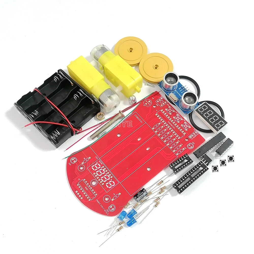 DIY Ultrasonic Obstacle Avoidance Robot Car Soldering Kit DIY Robot Kit Axl