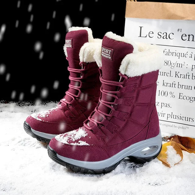 Women's Waterproof Platform Snow Boots – Warm Fur Ankle Boot Women's Snow Boots Axl Red 37