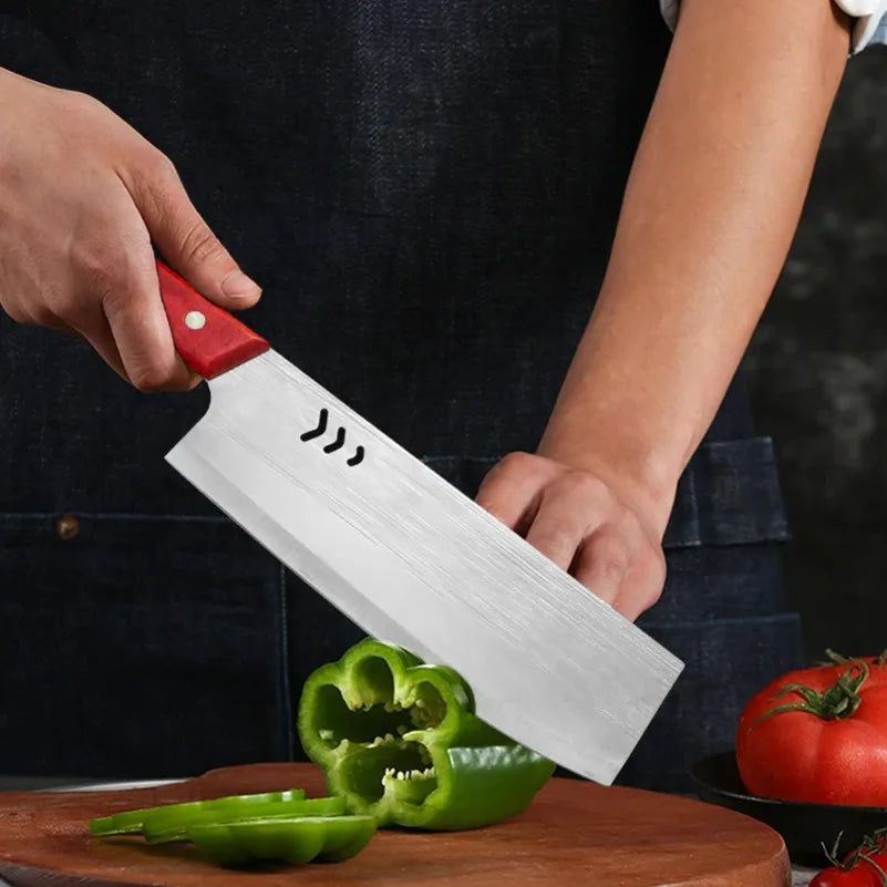 InLeung Stainless Steel Butcher Cleaver – Wooden Handle Chef Knife Butcher Cleaver Knife Axl