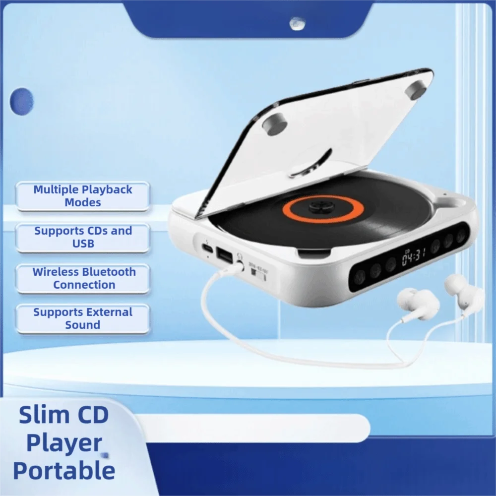 Portable Bluetooth CD Player – FM Radio, LED Display & A-B Repeat Portable CD Player Axl