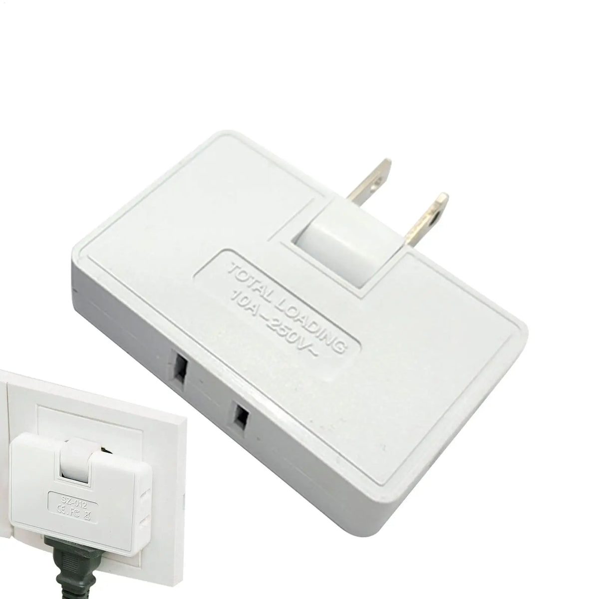 3-Way Flat Wall Outlet Extender – Fire-Resistant Plug Adapter Wall Outlet Extender Axl